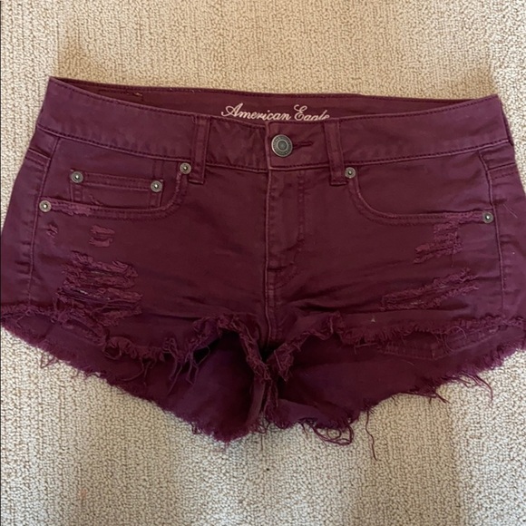 American Eagle Outfitters Pants - Maroon American Eagle Cut Off Shorts